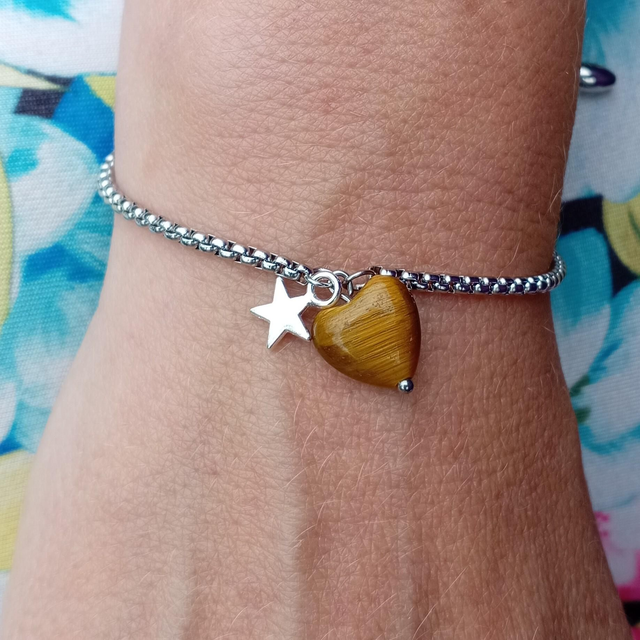 Gold Tiger&#039;s Eye Crystal Sterling Silver Drawstring Bracelet