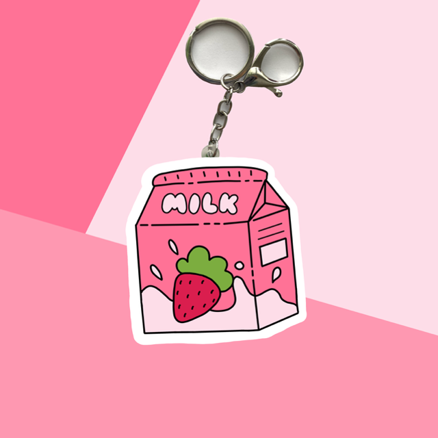 Strawberry MILK keychain