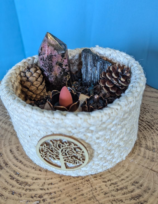 Panier minéral Rhodonite 