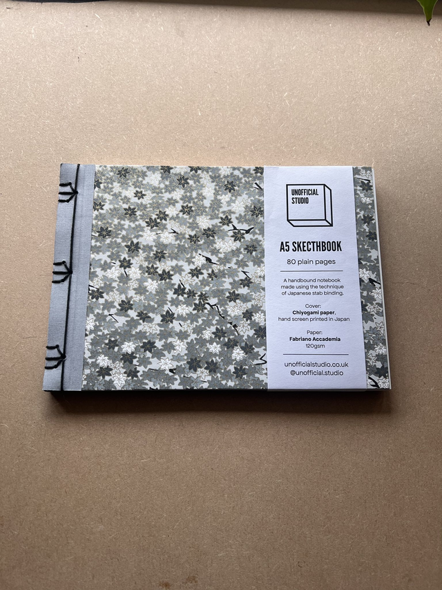 A5 Sketchbook — Silver autumn leaves — 120gsm plain paper