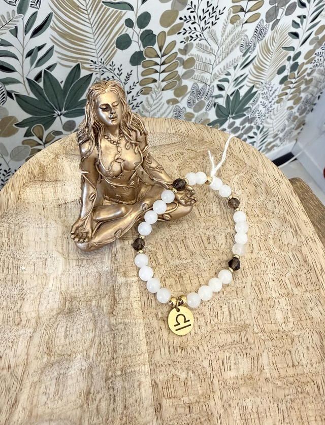 Bracelet Balance - Jade blanc &amp; quartz fumé