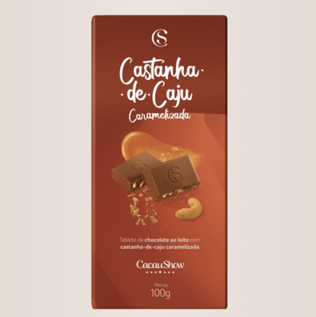 Tablete ao leite castanha caju 100g