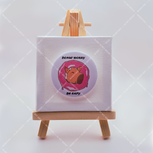 Donut worry be Capy Button Pins