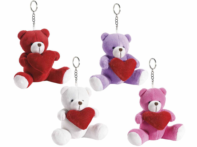 Orsetto portachiavi in peluche con cuore imbottito