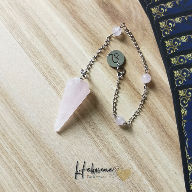 Pendule divinatoire Quartz Rose – Zodiaque Lion - 0066PD