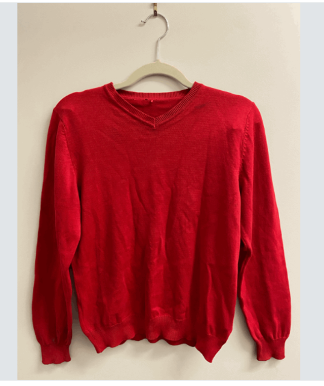 Preloved red v-neck knitted jumper