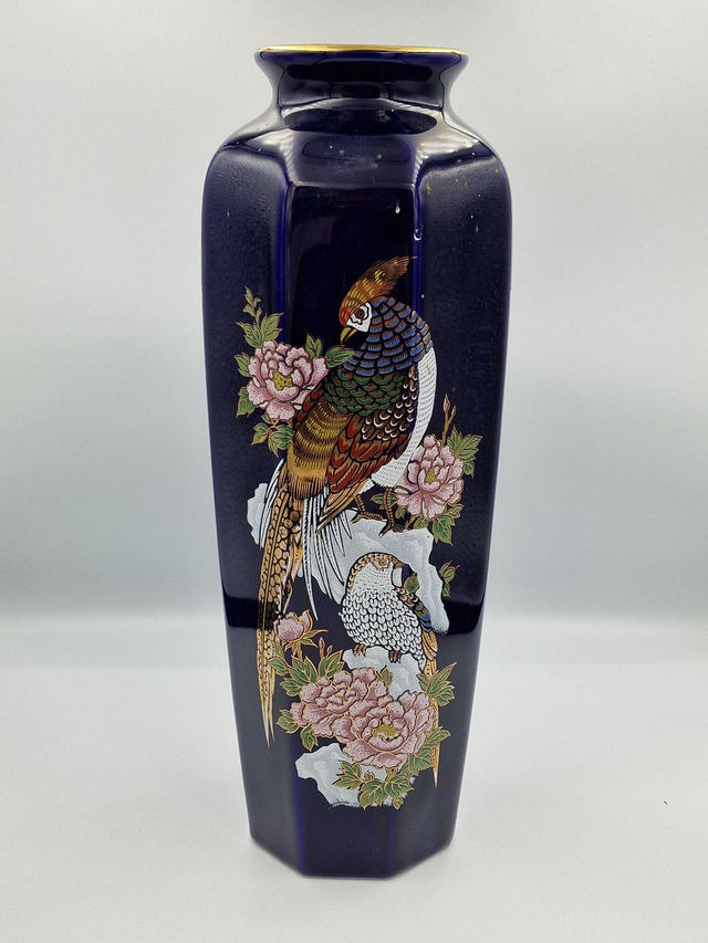 Vase bleu avec faisan / Pivoine