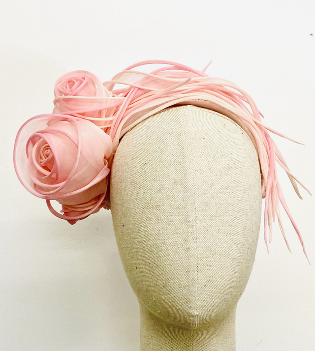 Pink cotton organdie headpiece