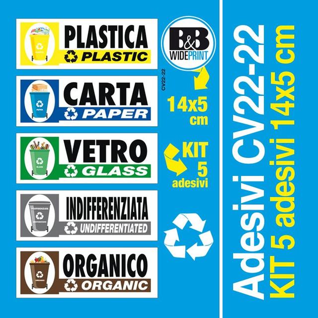 KIT 5 Adesivi Spazzatura 14x5 cm - CV22