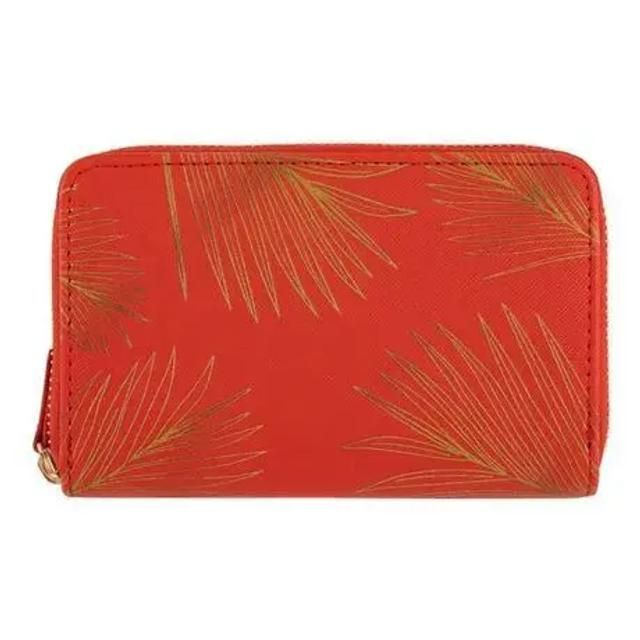 DRAEGER PARIS 1886 CARTERA MEDIANA DE MUJER - HOJAS DORADAS - ROJO