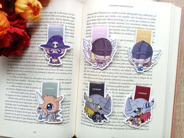 Marcapáginas/Bookmarks Digimon (Angemon, Angewomon, Wargreymon, Blackwargreymon, Zudomon)