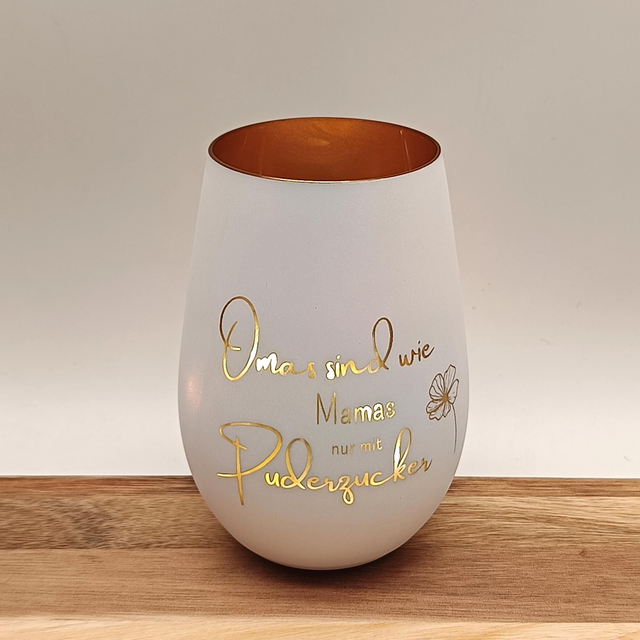 Windlicht "Omas sind wie Mamas nur mit Puderzucker"