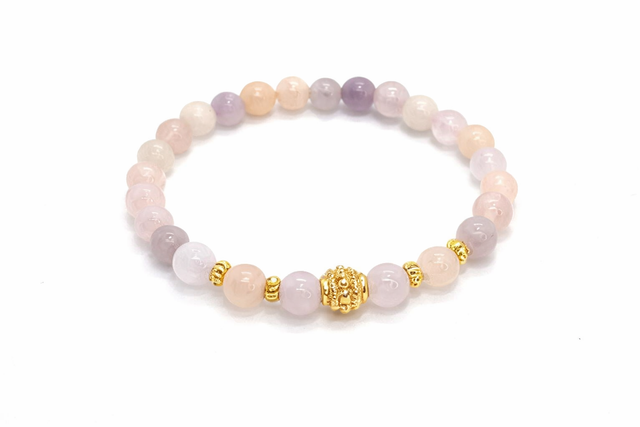 Bracelet « Morgwenn » en Béryl Morganite 6 mm 