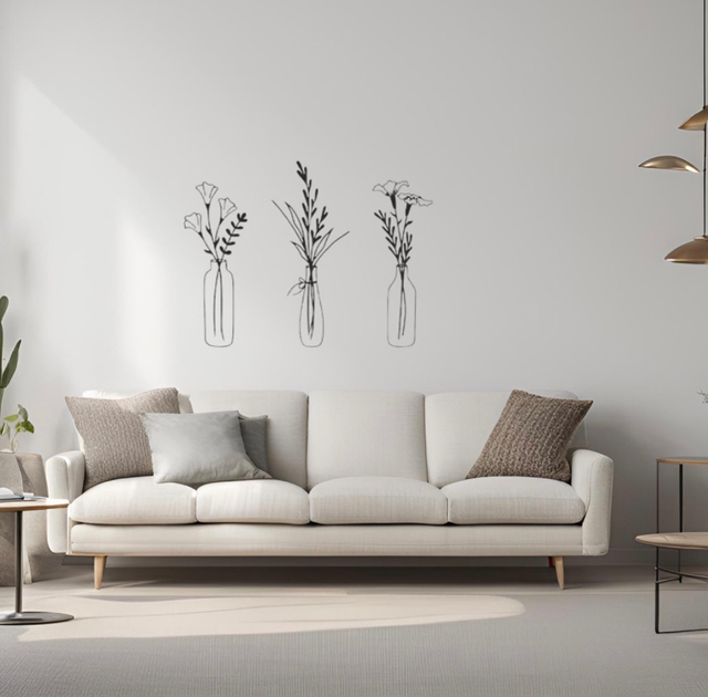 Décoration 3 pots de fleurs (74x38cm) 