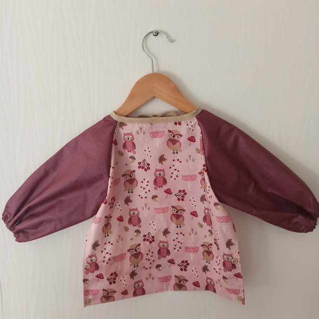 Bavoir/Tablier à manches chouettes