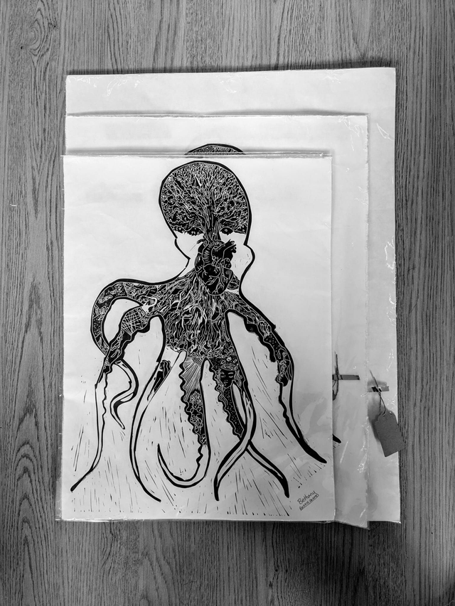 Octopus of Life - Lino Print