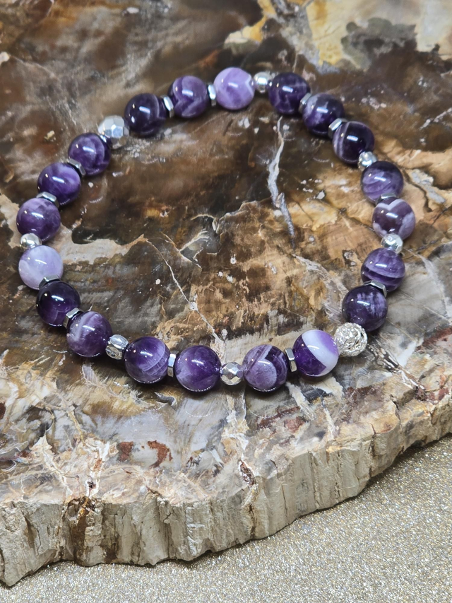 Bracelet Améthyste chevron 0,8 cm 