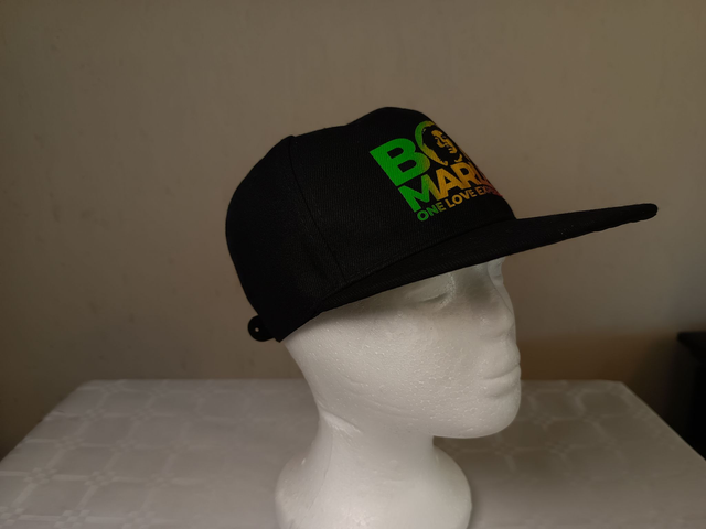 Casquette Noir Bob Marley One Love Tissu Vert Jaune Rouge