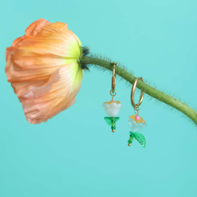 Boucles d'oreilles Tulipes Dodues Bleues &amp; Jaunes