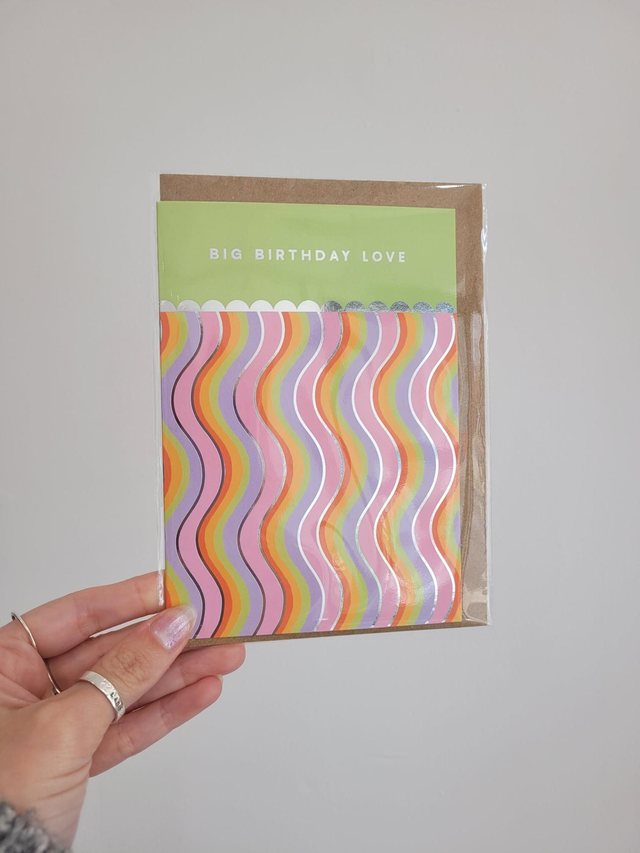 Big Birthday Love Silver Foil Greetings Card - EV-027