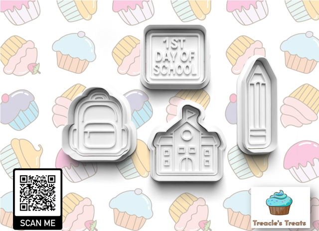 1st day of school Theme Fondant/cookie stamps with cutters