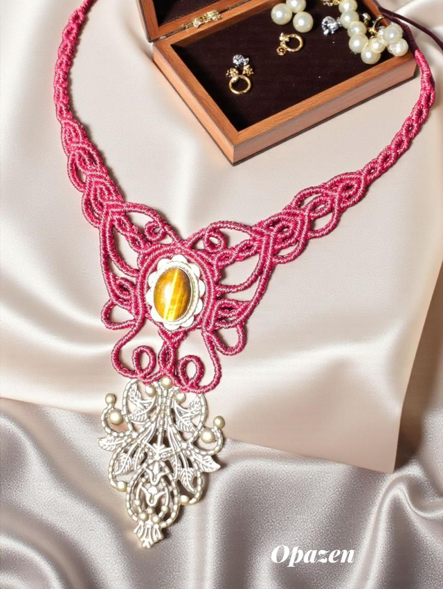 Collier Micro Macramé Oeil de tigre