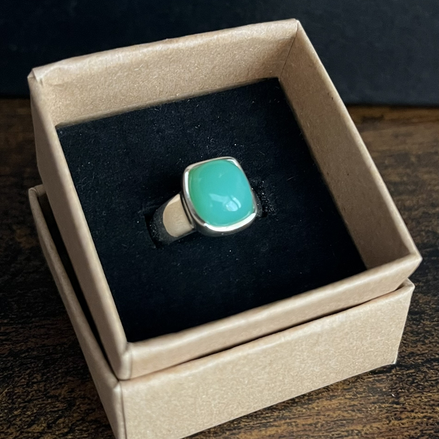 Bague en argent et Chrysoprase - Taille 54