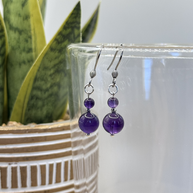 Boucles Améthyste 2 Perles 