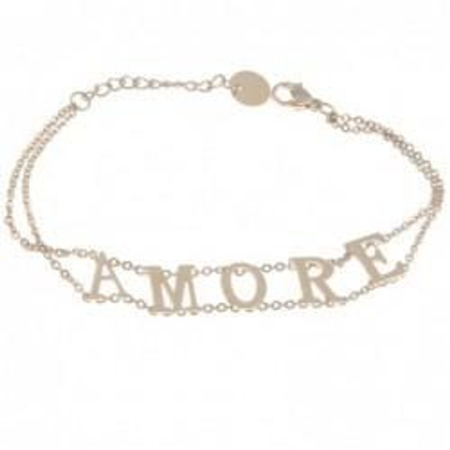 Bracciale donna in acciaio rosato con charm amore