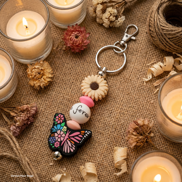 Porte-clé Papillon Rose