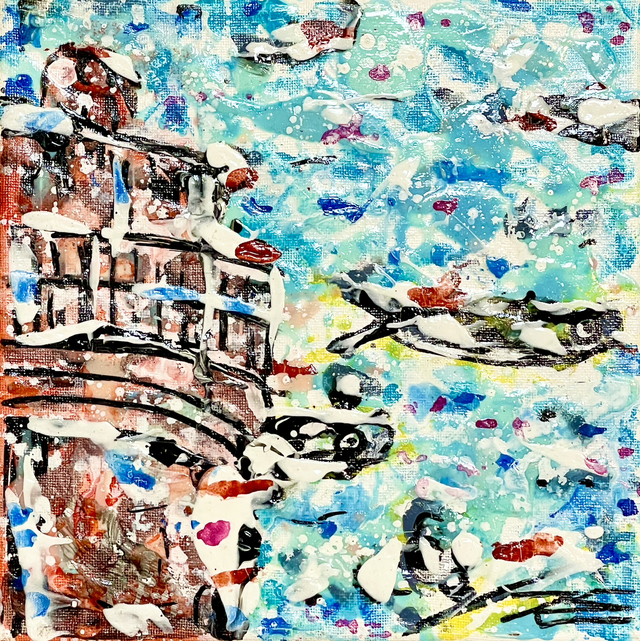 Vol de poissons au phare - 20x20cm - 2018
