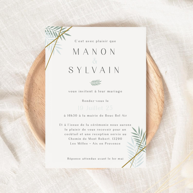 Faire-part mariage | Modèle Palm