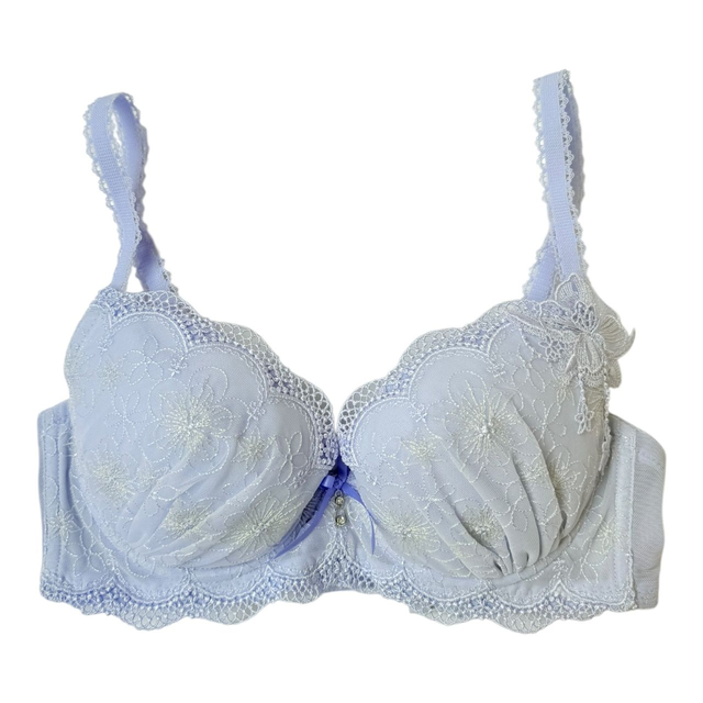 Periwinkle blue floral applique Japanese Bra UK 32C    