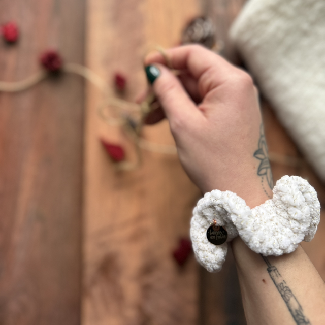 Chouchou de Noël écru en crochet