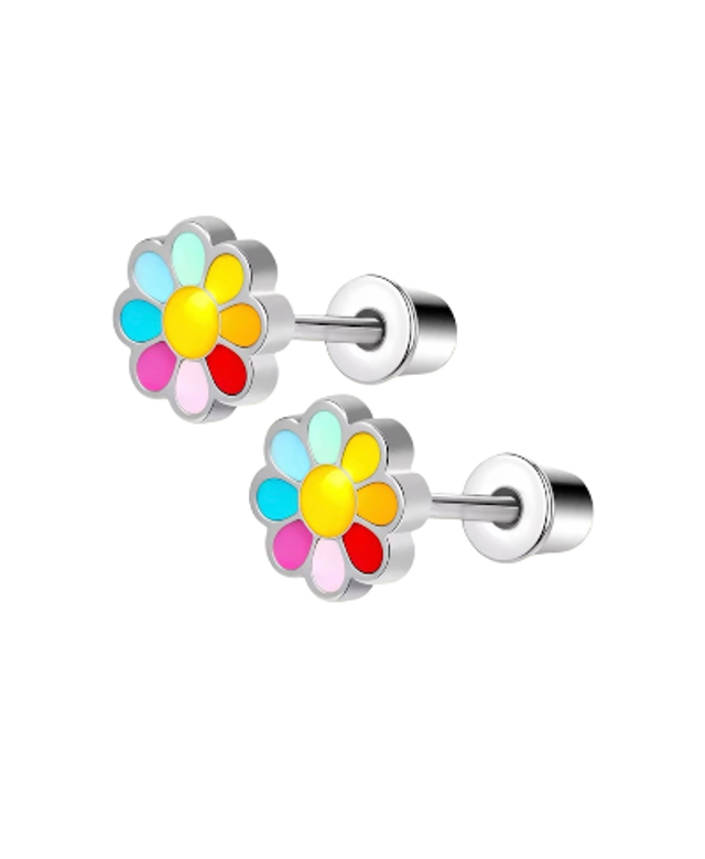 Colourful Flower Mini Comfort Back Studs