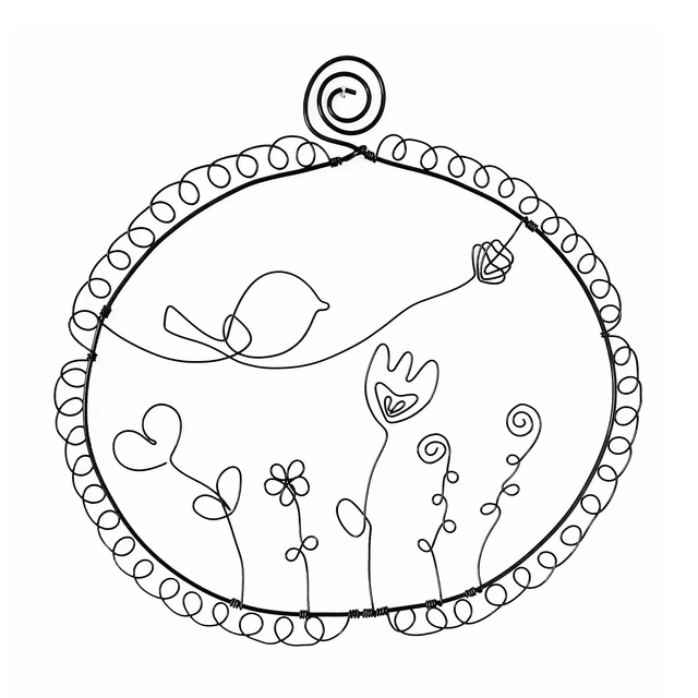 Cadre &quot;Oiseau et fleurs&quot;