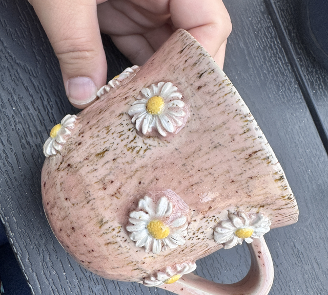 Krus med daisy blomster