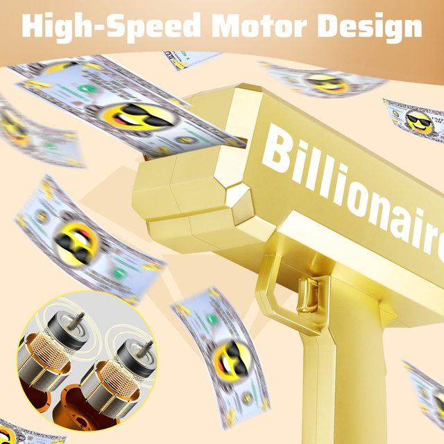  Pistolet Lance-Billets Décoratif, Finition Or, Pour Faux Billets de 100 Dollars, Accessoire de Fête