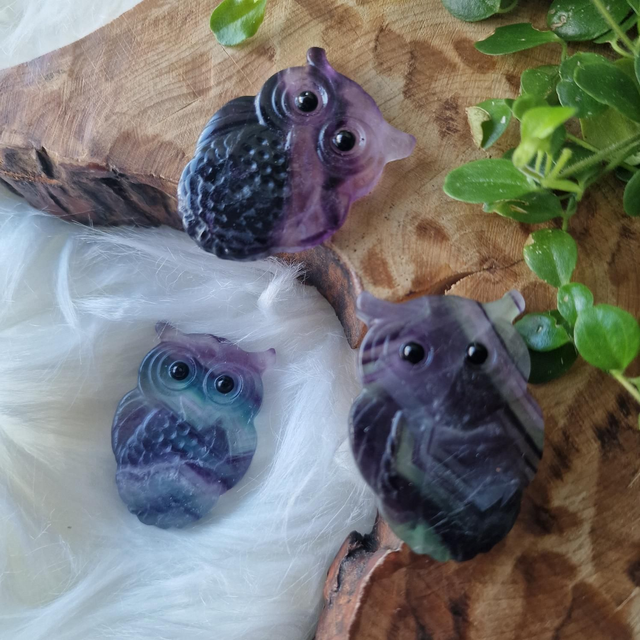 Fluorite small owl carving (perfectly imperfect)