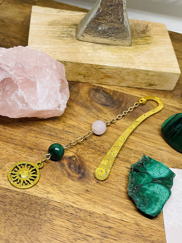 📖📚Marque page Malachite et Quartz rose