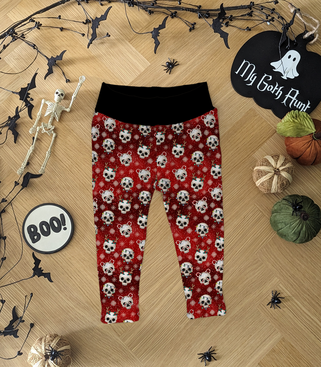 Christmas Red Skulls  Childrens Leggings