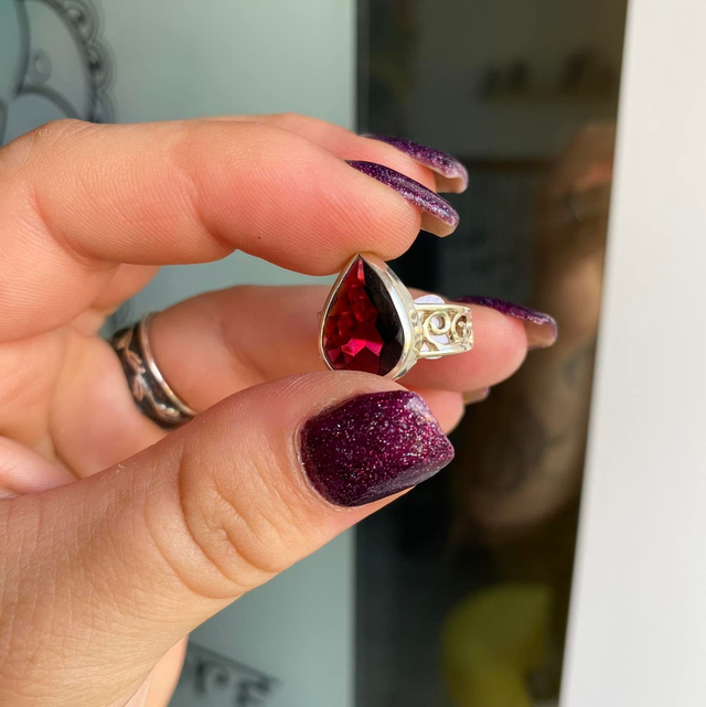 Bague en argent et Grenat Rhodolite - Taille 57