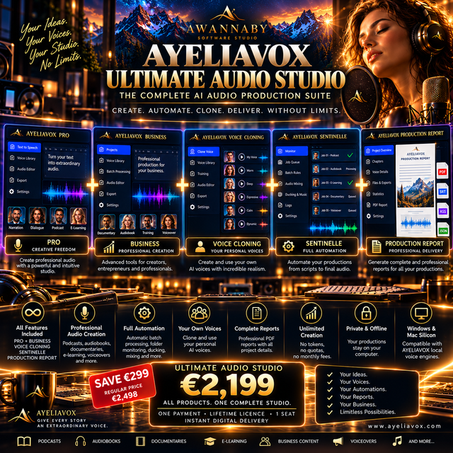AYELIAVOX ULTIMATE AUDIO STUDIO — THE COMPLETE AI PRODUCTION SUITE