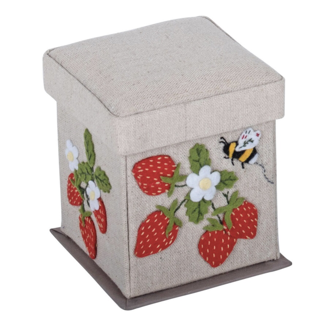 Sewing Kit: Victorian Square Applique: Natural Strawberries 