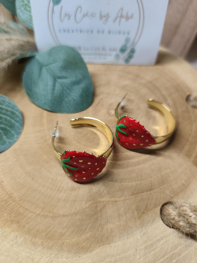 BO CREOLES FRAISE/ ACIER INOXY GOLD 0000133