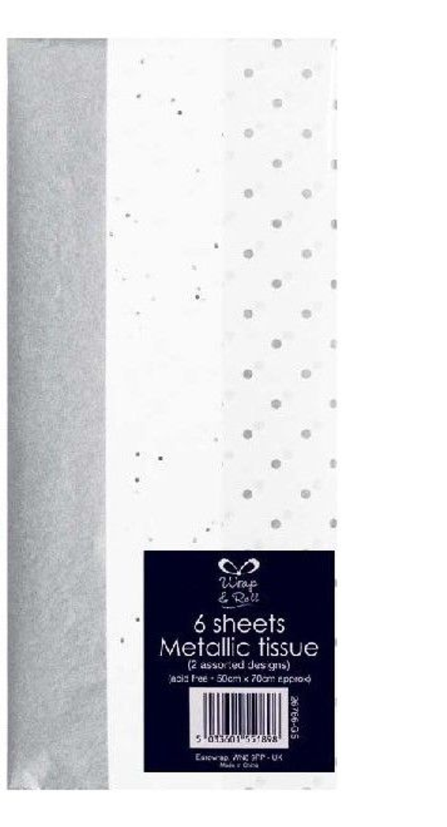 Silver tissue paper and confetti pack