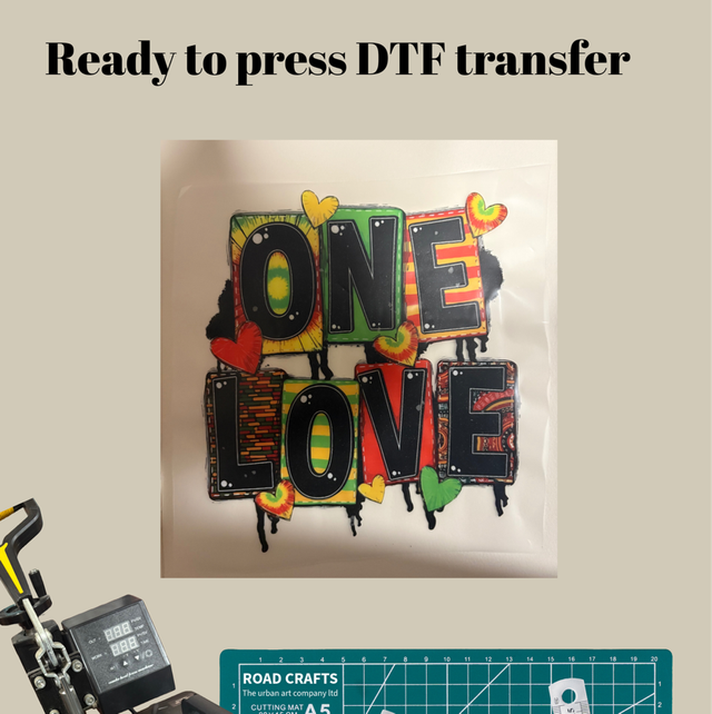 One love ready to press DTF transfer