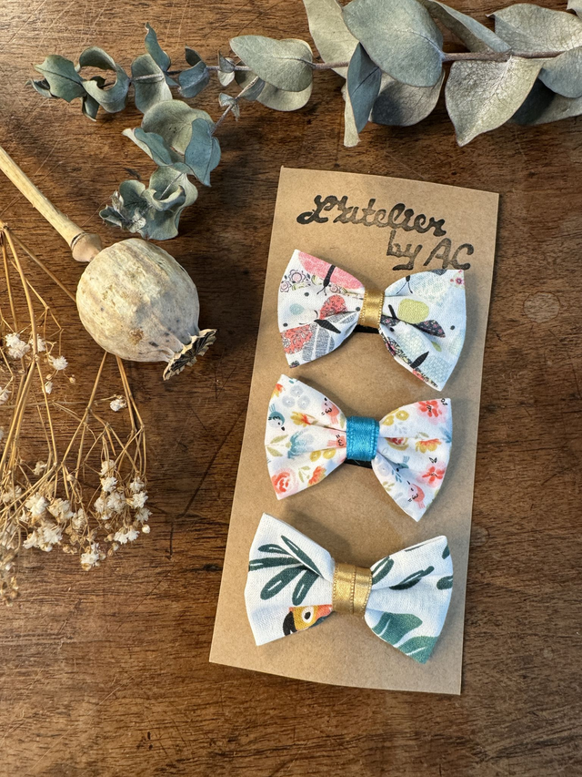 Lot de 3 barrettes anti-glisse nœud