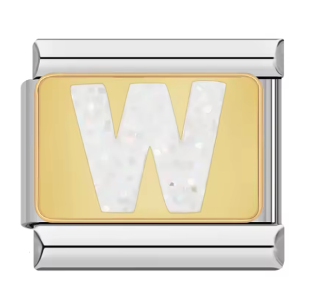 Charm "W" Fondo Dorado 