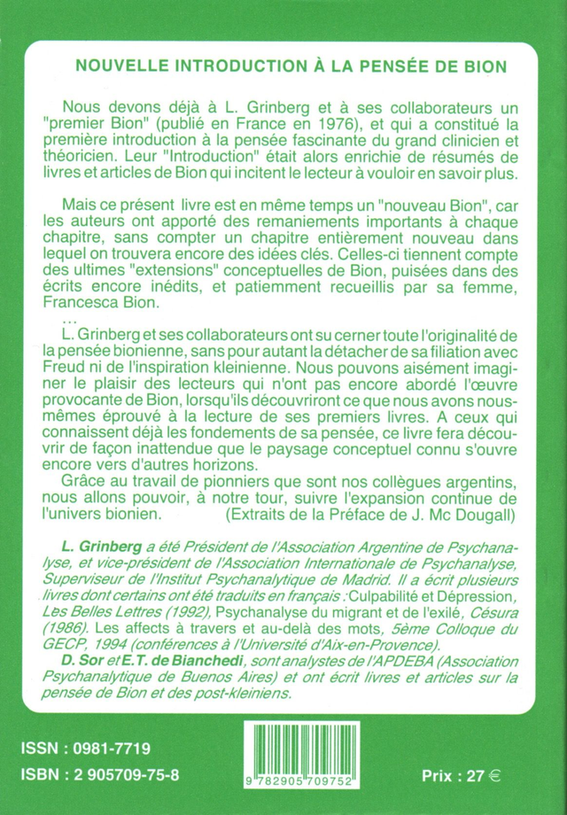 Nouvelle introduction à la pensée de BION - Léon Grinberg & coll.